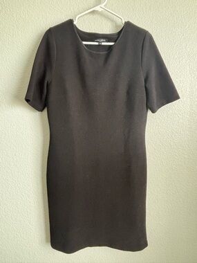 Mario Serrani Black Short-Sleeve Midi Sheath Dress